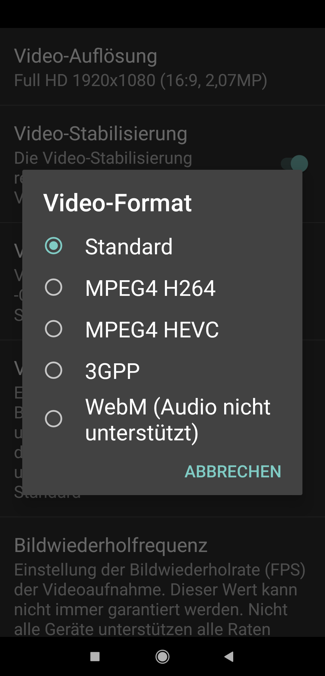 Änderung der Framrate von Open Camara-Aufnahmen