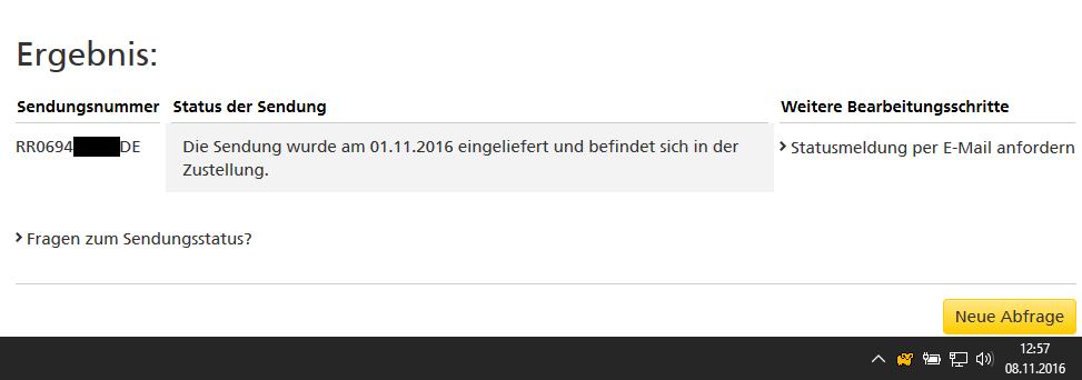 Einschreiben, deutsche Post mit Text