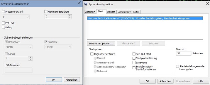 msconfig mit geffneten Dialogfenster erweiterte Optionen