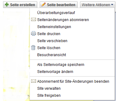 Beabeitung über Button Verwaltung